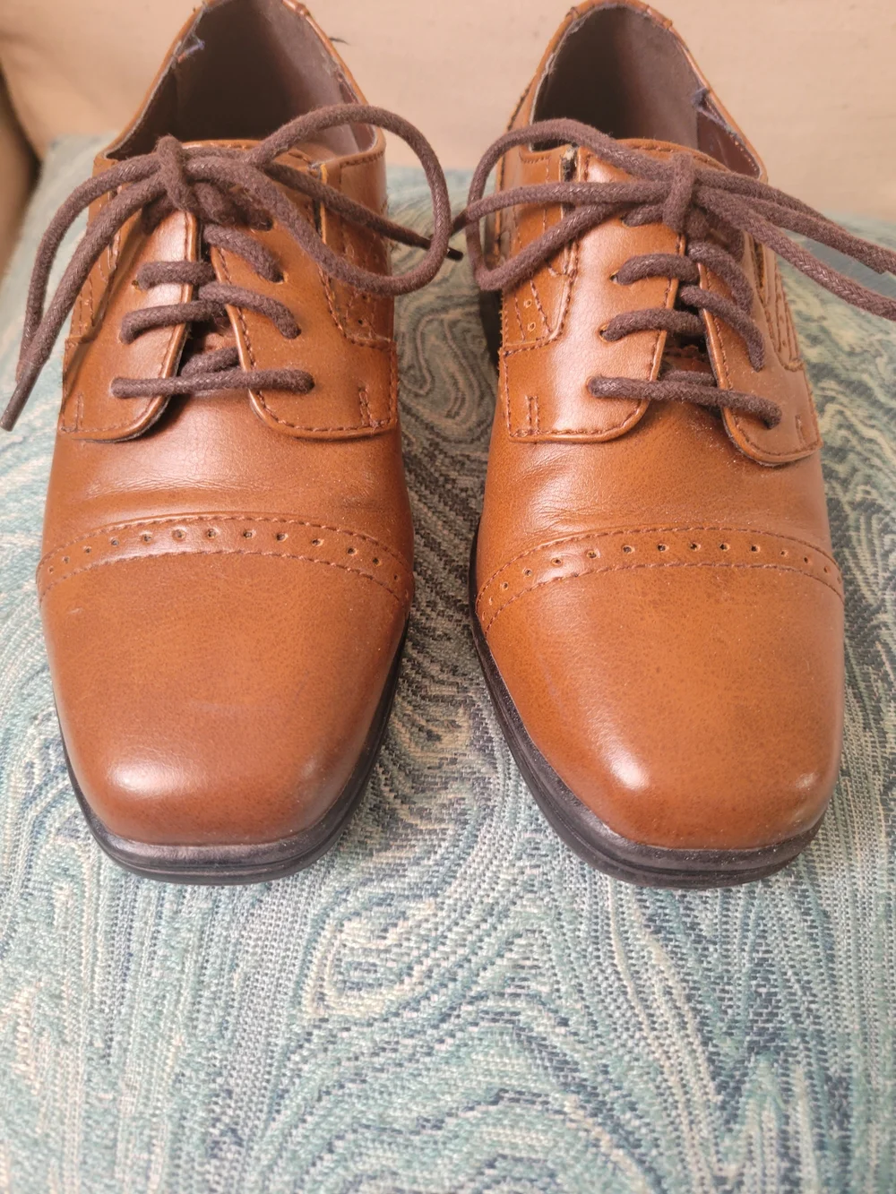 Kids Brown Dress Oxfords Lace-Up Shoes